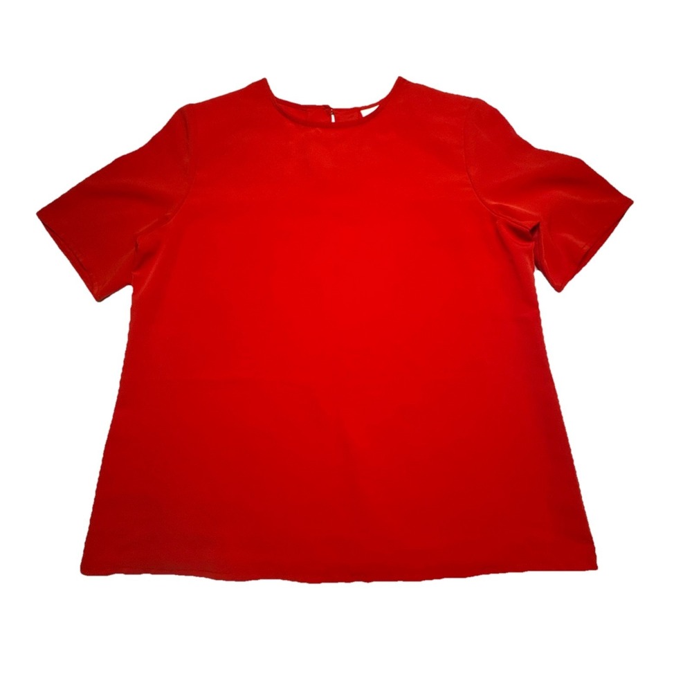 BFA Classics Womens Red Short‎ Sleeve Keyhole Back Blouse M W25228
